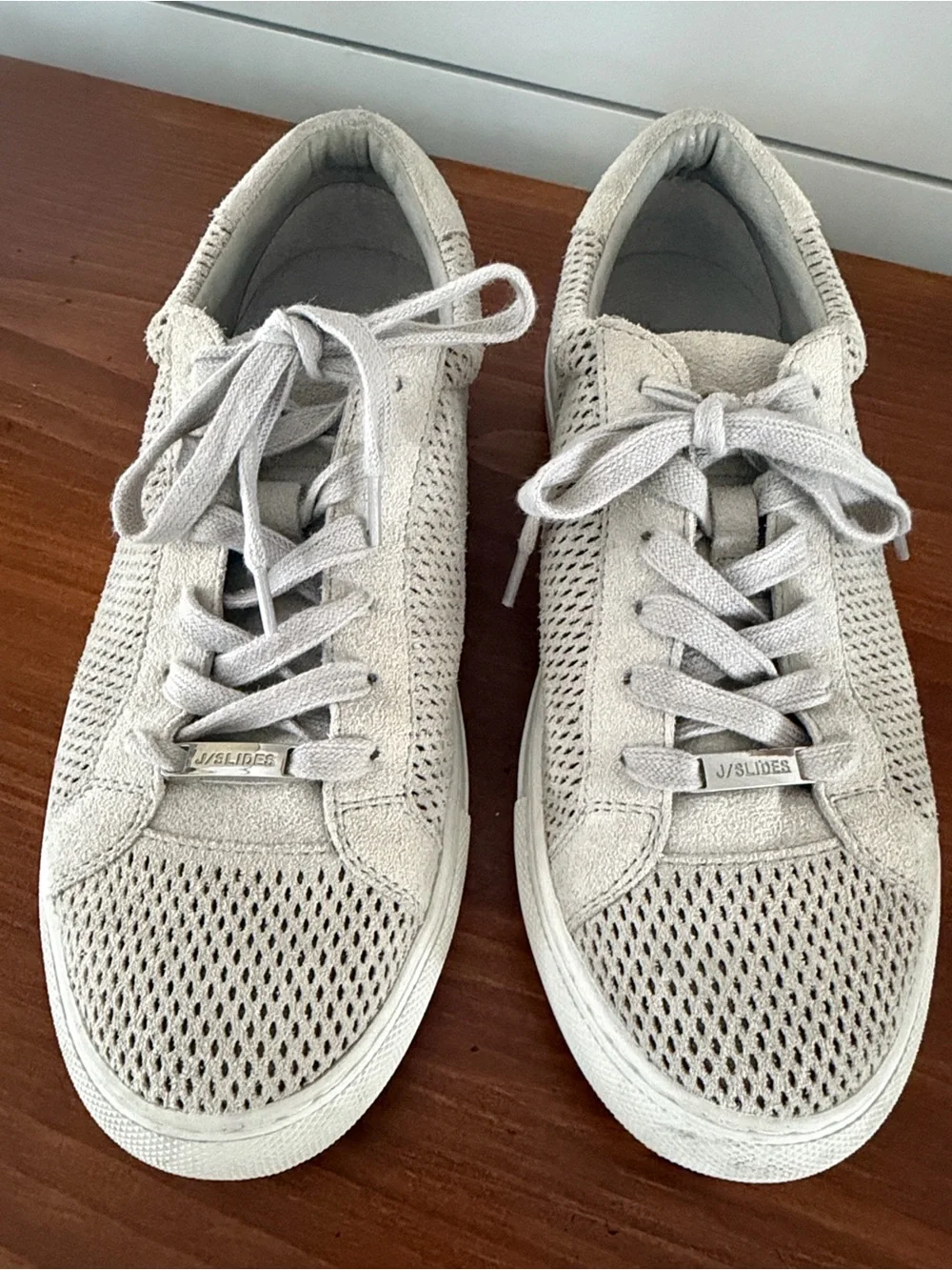 J Slides Light Gray Suede Casual Lace-Up Sneakers